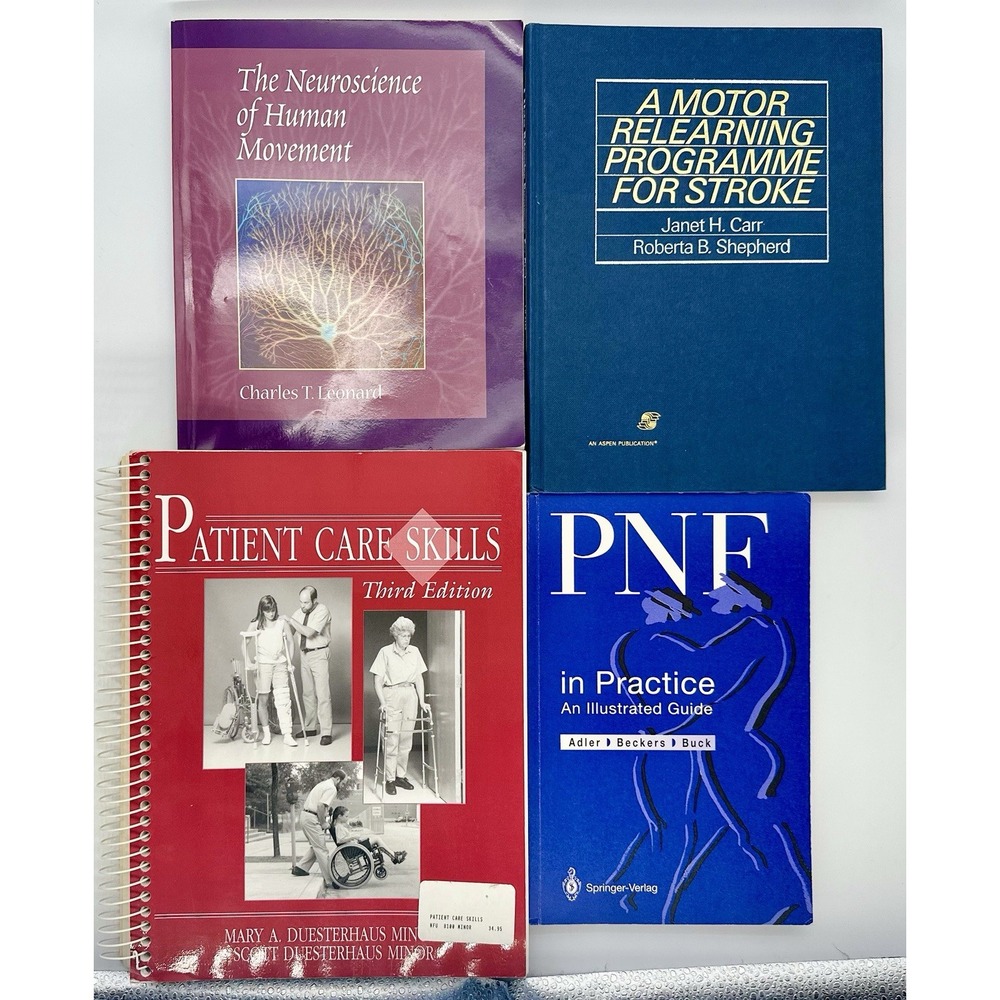 Lot of 4 Physical Therapy Books PNF Stroke Rehab Neuroscience Patient Care Vtg